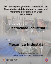 INC incorpora jóvenes aprendices en las plantas de Vallemi y Villeta